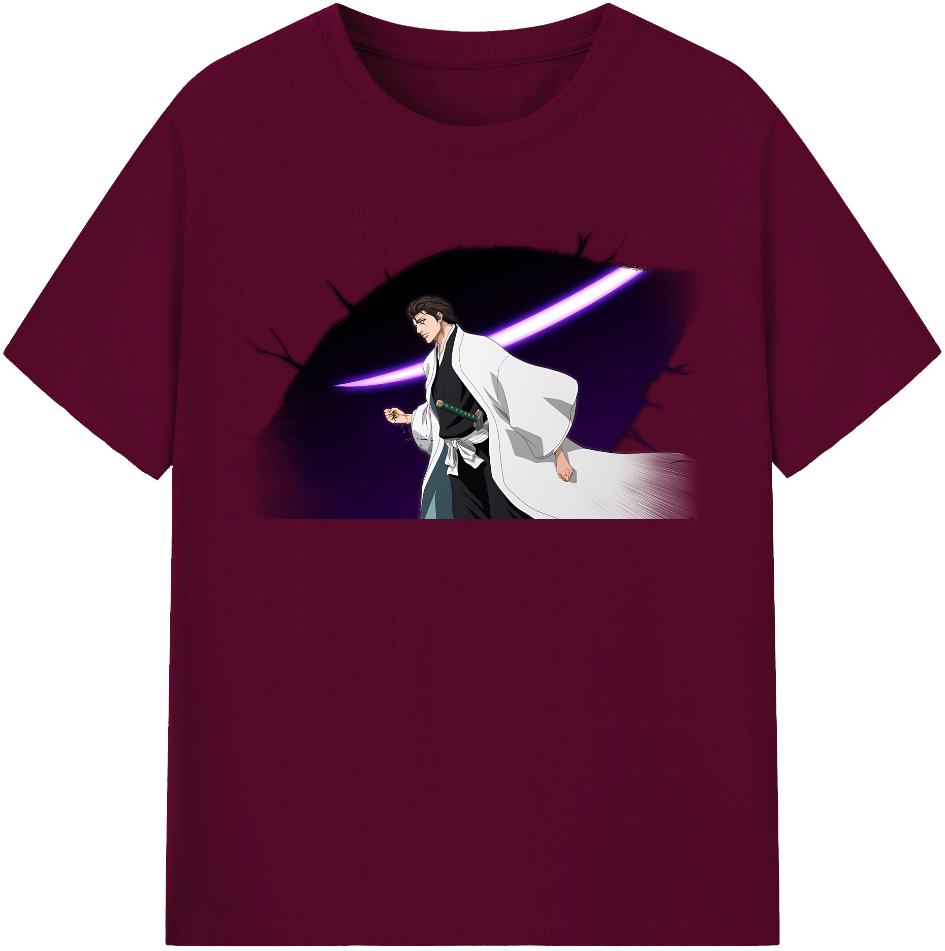 （画像用） ブリーチ 藍染 惣右介（あいぜん そうすけ） BLEACH Aizen Sousuke レディースカジュアルプリントTシャツ（綿100％）